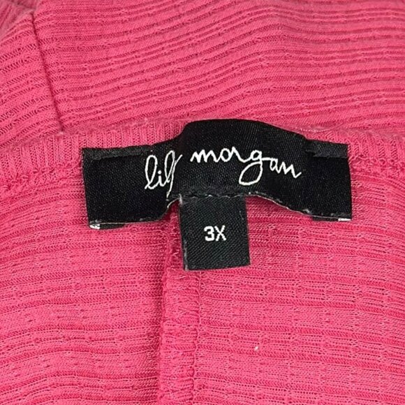 Lily Morgan 3X Pink Textured Knit Tunic Sleeve Button Hem Scoop Neck - Picture 8 of 10